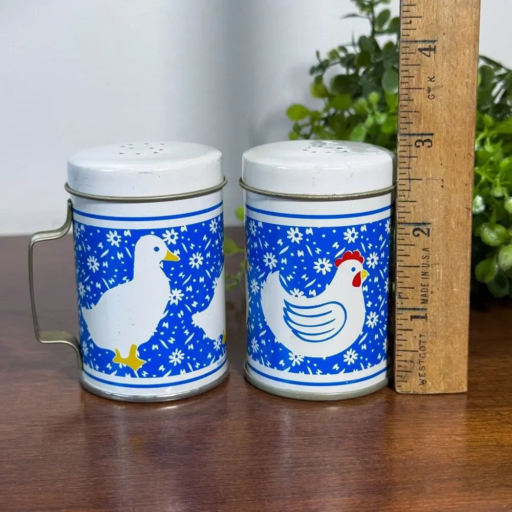 Vintage J.S.N.Y. Country Calico Chicken Duck Salt Pepper Shakers Hong Kong